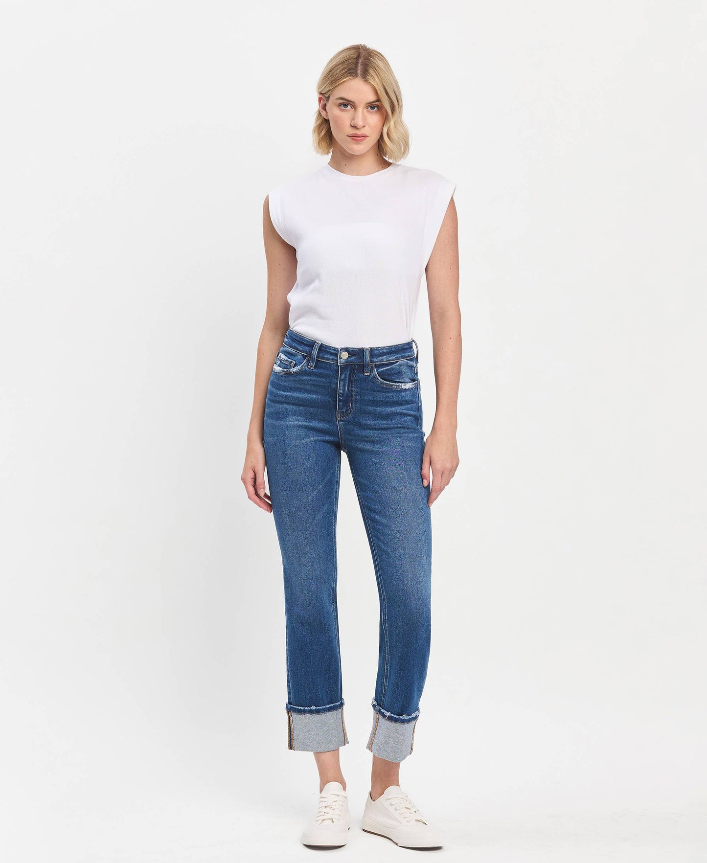Vervet HIGH RISE CUFFED SLIM STRAIGHT JEANS