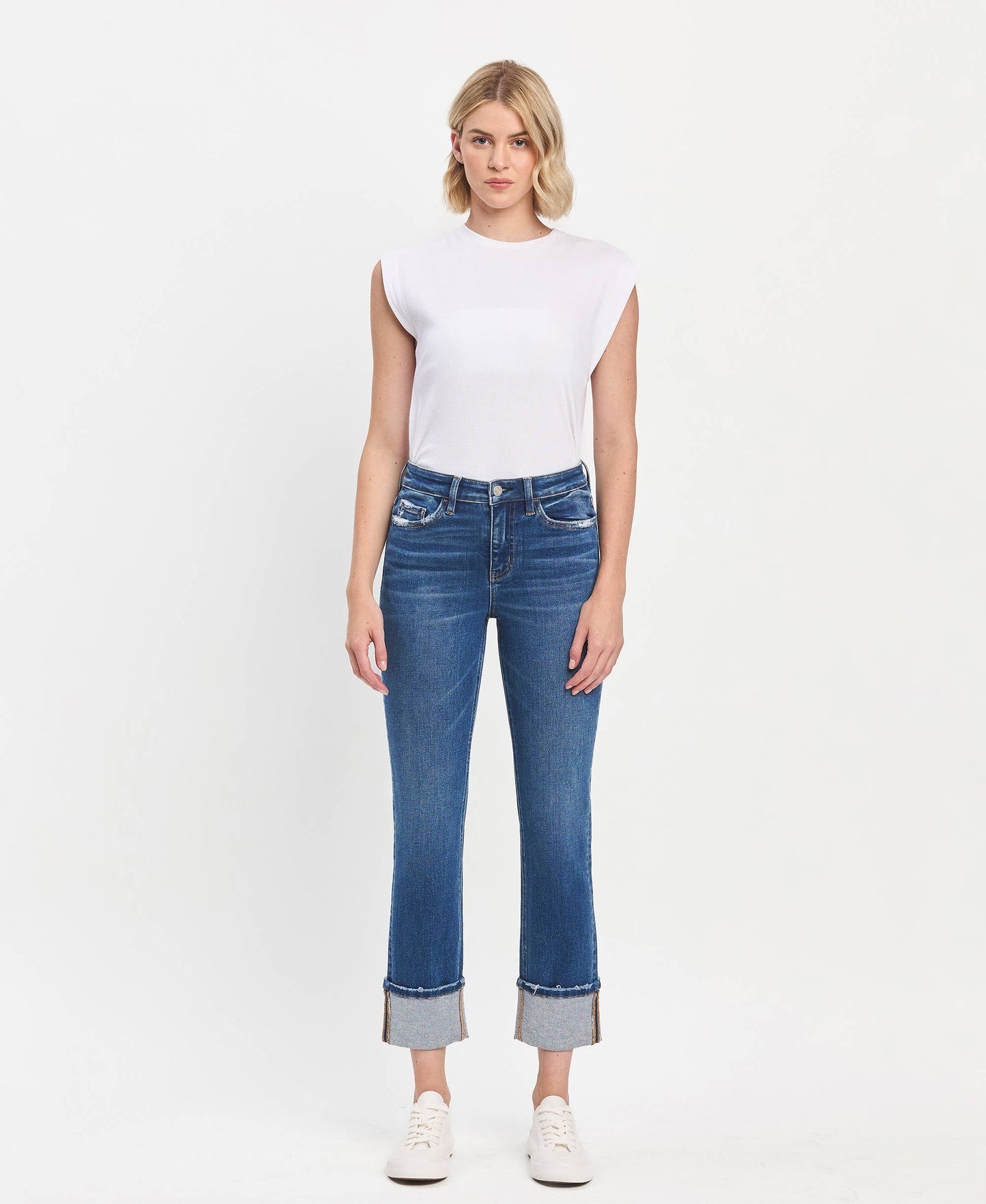 Vervet HIGH RISE CUFFED SLIM STRAIGHT JEANS