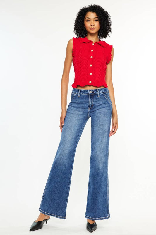 KanCan MID RISE WIDE FLARE JEANS-KC9449M-PT