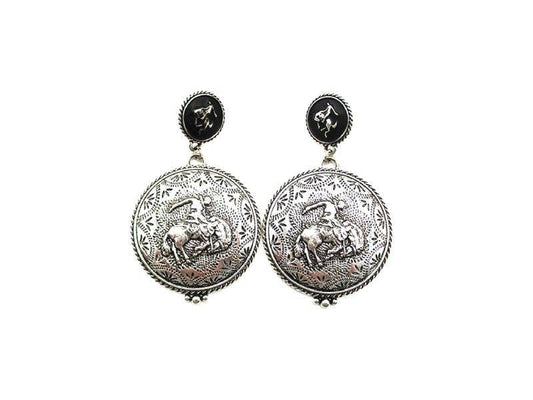Western Etched Rodeo Dangle Earring