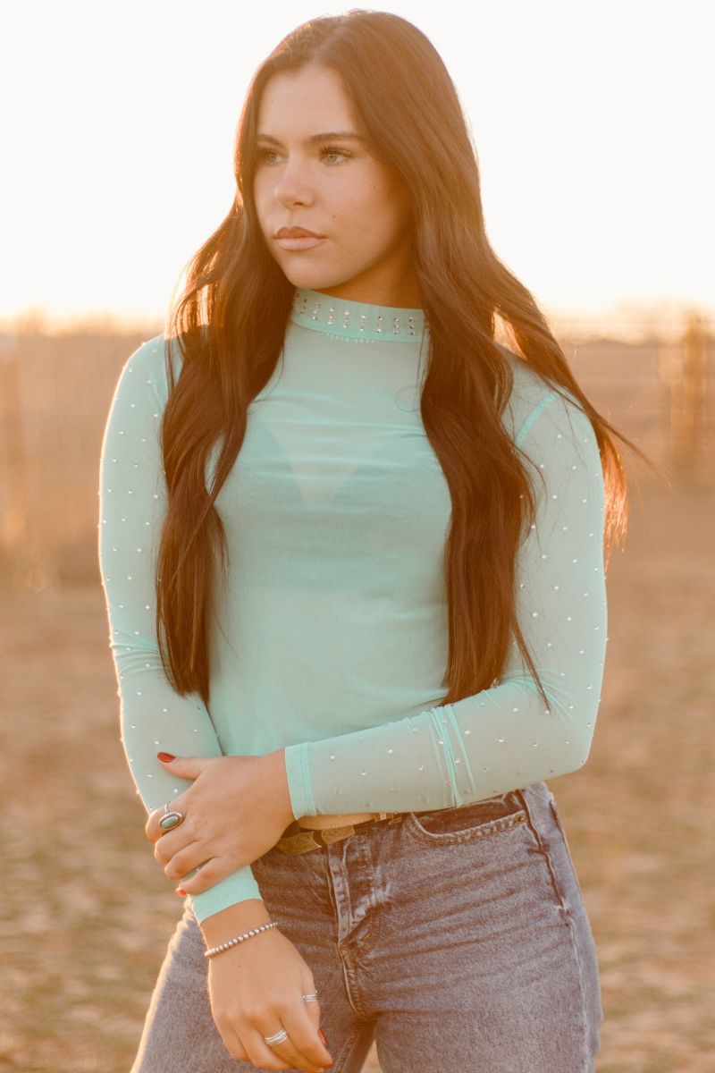 Rhinestone Rebel Mesh Top
