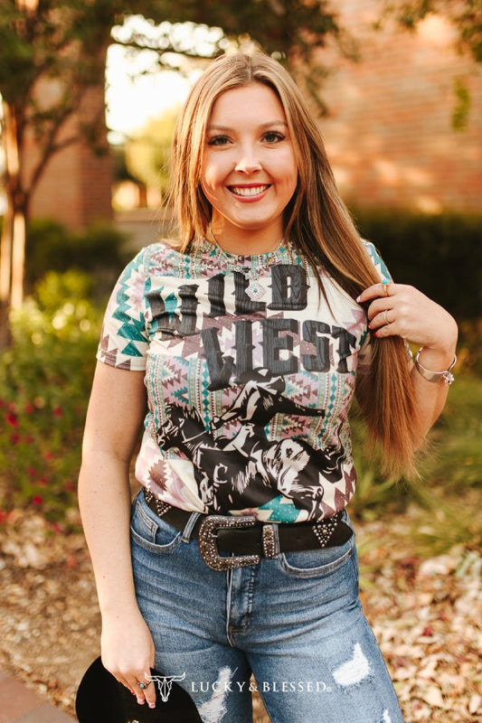 Wild West Aztec Printed Short Sleeve Shirt
